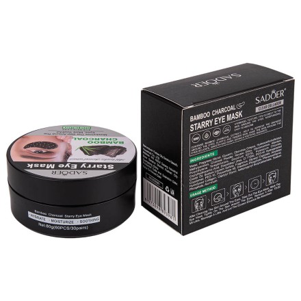 Антистрессовые детокс-патчи против отечности для век с бамбуковым углём Sadoer, 60 шт